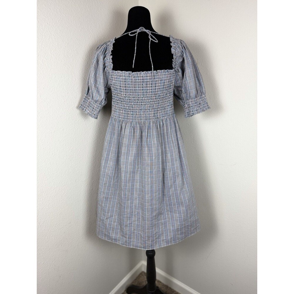 Hill House Home Athena Nap Dress Small Matilda Plaid Smocked Puff Sleeve Mini - Picture 3 of 13
